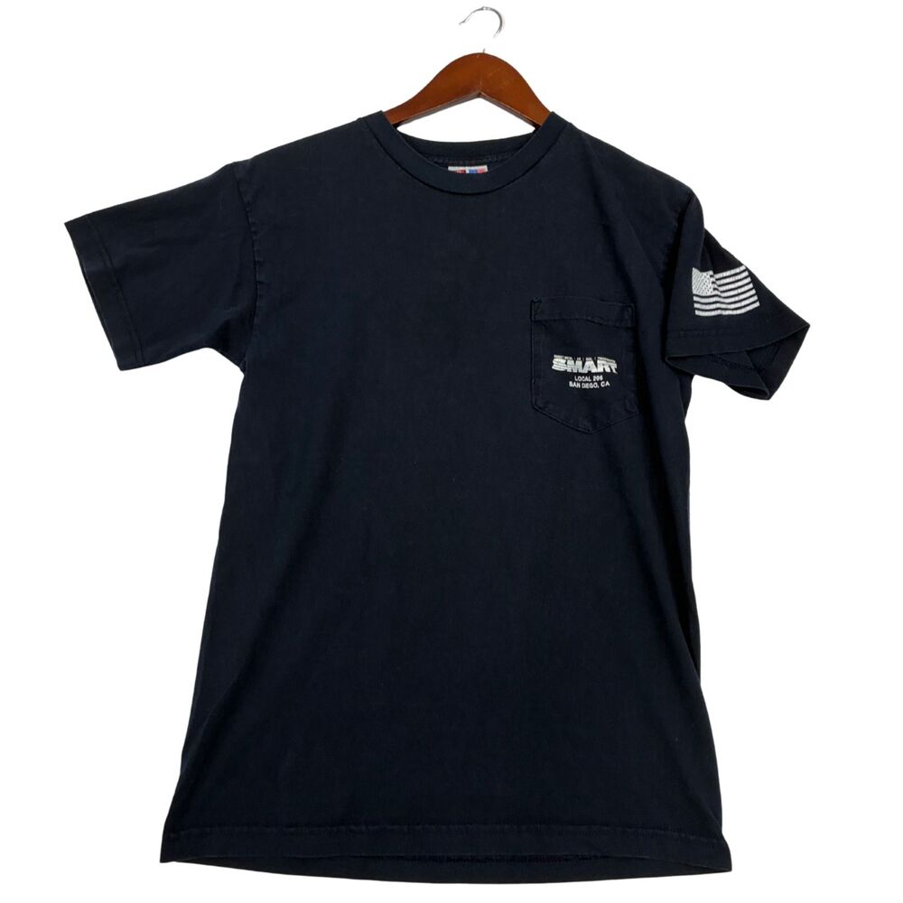 Bayside Heavyweight Union Local 206 Sheet Metal Workers T Shirt Medium USA Black